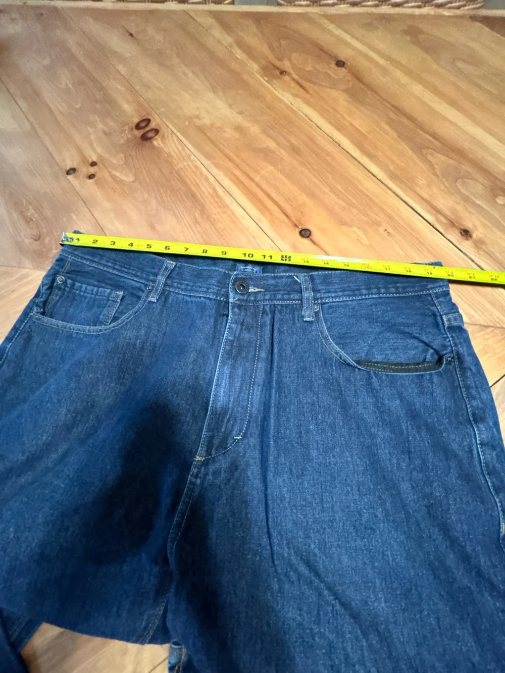 Sean John Dark Blue Denim Jeans with Leather Patch